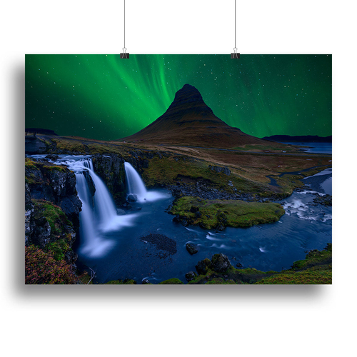 Kirkjufell Under a boreal green sky Canvas Print or Poster
