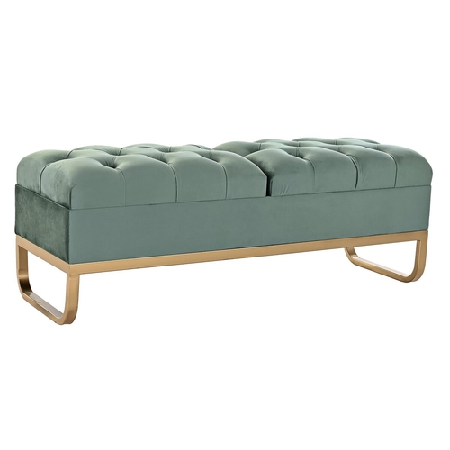 Bench DKD Home Decor   Golden Metal Polyester Green (120 x 40 x 44 cm)