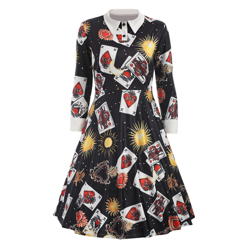  Women Spring Fashion Dress Trendy Turn Down