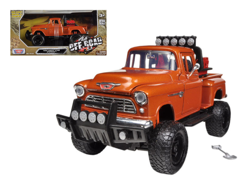 1955 Chevrolet 5100 Stepside Pickup Truck Off Road Orange 1/24 Diecast