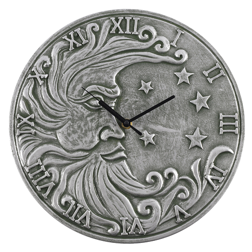 Silver Effect Terracotta Moon Clock