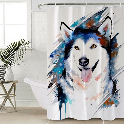 Painted Adorable Husky Shower Curtain