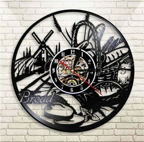 BREAD KITCHEN ORNAMENT HANDMADE VINYL RECORD WALL CLOCK FAN GIFT