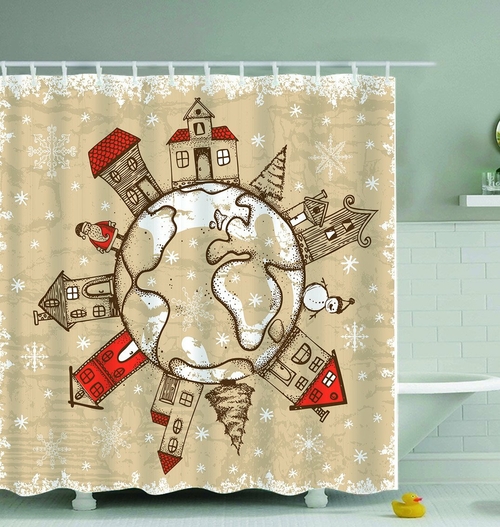 Christmas All Around The World Shower Curtain