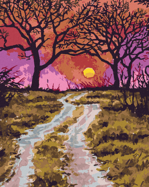 Paint by Numbers - PATH IN AUTUMN AND THE SUNSET