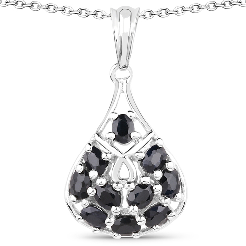 2.20 Carat Genuine Glass Filled Sapphire .925 Sterling Silver Pendant