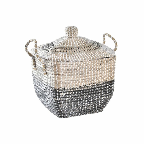 Decorative basket DKD Home Decor Grey Natural Seagrass Boho 45 x 35 x
