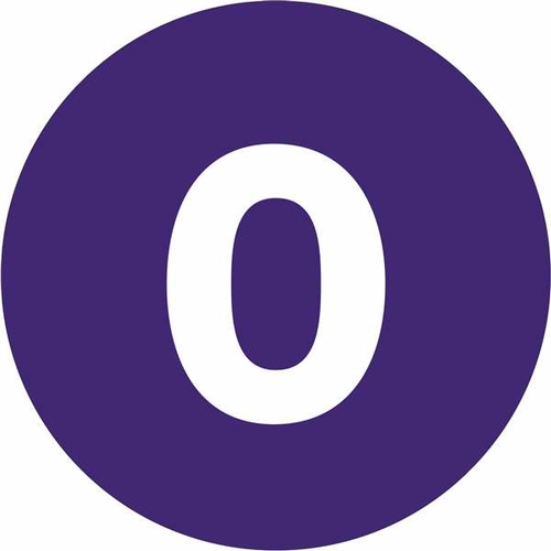 Tape Logic DL1339 3 in. Circle - 0 Dark Blue Number Labels - Roll of 5