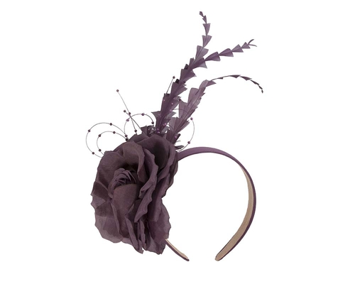 Purple flower feather fascinator