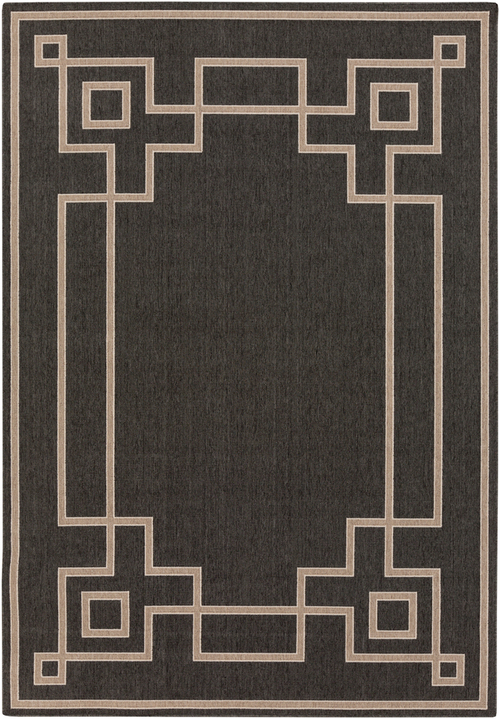 Surya ALF9630-76109 Alfresco Area Rug - Black, Camel & Cream - 7 f