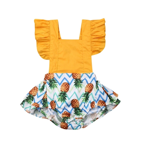 Newborn Kid Baby Girl Pineapple Ruffles Backless