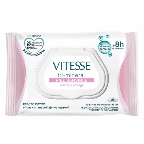 Make Up Remover Wipes Vitesse Mineral Piel Sensible Sensitive skin (25