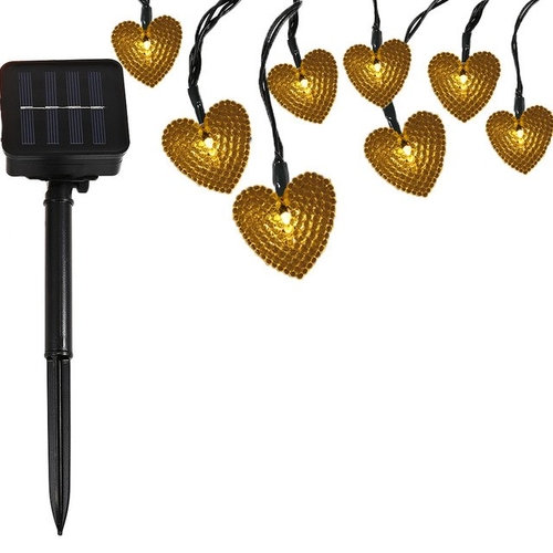 Solar Powered 20 LEDs Heart String Lights