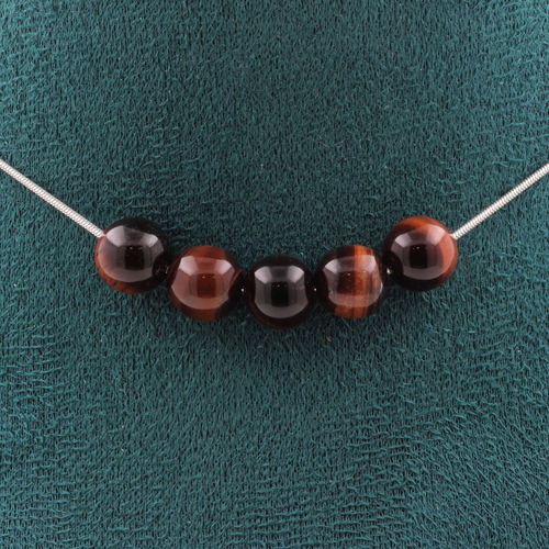 Red Tiger Eye 8 mm 5 beads necklace