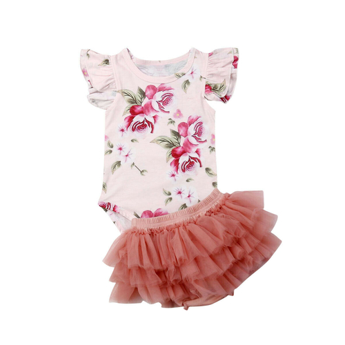 Newborn Kid Baby Girl Floral Romper Tulle Skirts