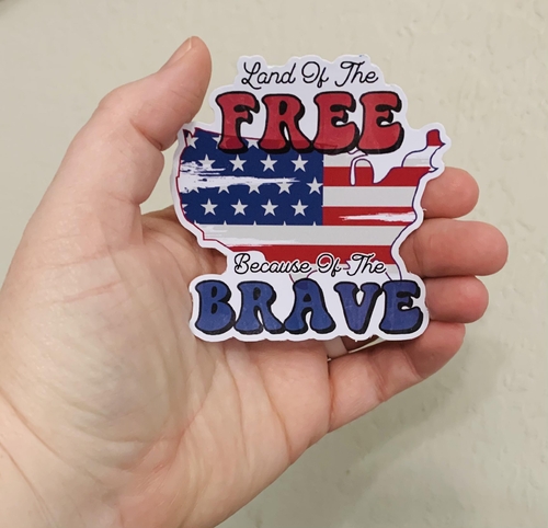 Land of Free US- 4th of July Sticker/Magnet