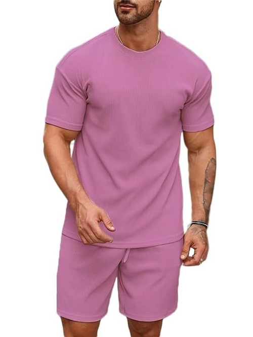 Solid Co-ord Set for Men's (Round Neck Tshirt with Matching shorts) 