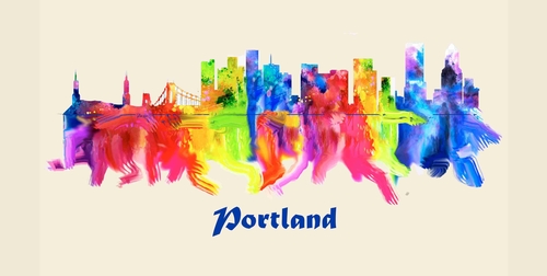 City Of Portland License Plate Watercolor Art