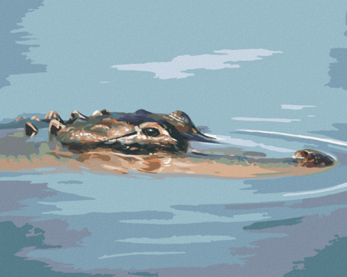 Zuty - Paint by Numbers - ALLIGATOR HEAD FLOATING IN WATER (D. RUSTY