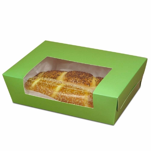 100 Pack Wrap Around Window Bakery Boxes 5 1/4" L x 4 3/8" W x 1 1/2"