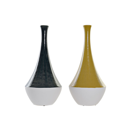 Vase DKD Home Decor Blue Ocre Bicoloured Stoneware 23 x 23 x 51 cm (2
