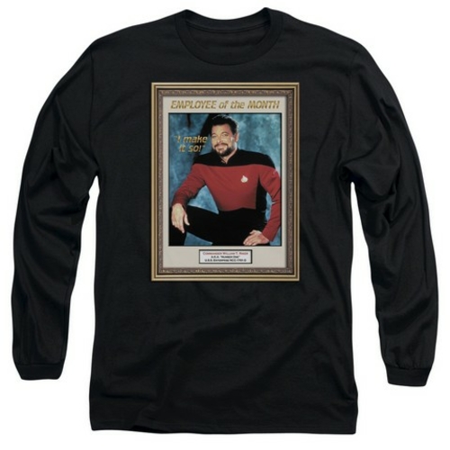 Trevco Star Trek-Employee Of Month - Long Sleeve Adult 18-1 Tee - Blac