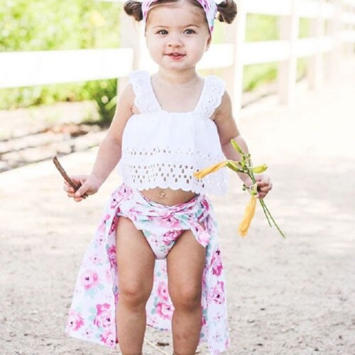 Fashion Kids Baby Girls Lace Blouse Tops Floral