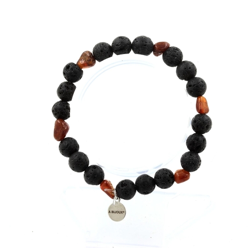 Spessartine Garnet from Mozambique + Lava Bracelet 8 mm Beads.