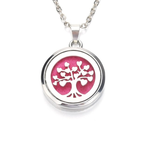 Silver Heart Leaves Aroma Diffuser Necklace