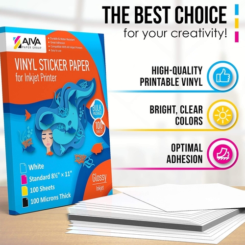 Printable Vinyl Sticker Paper for Inkjet Printer  Glossy White  15