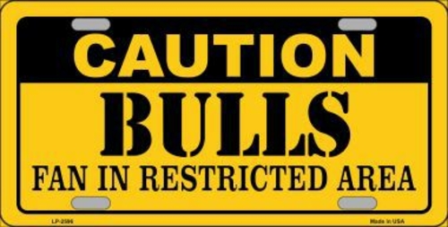 Smart Blonde LP-2596 Caution Bulls Fan Metal Novelty License Plate