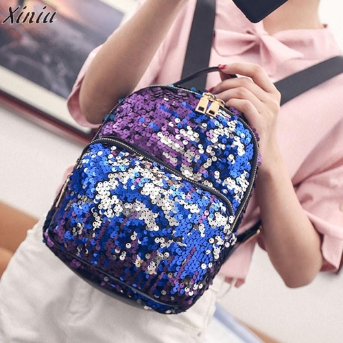 backpack women Fashion School Style shiny Sequins