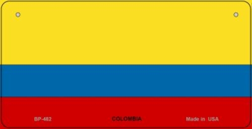 Smart Blonde BP-482 3 x 6 in. Colombia Flag Novelty Metal Bicycle Plat