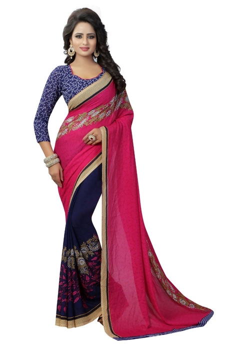 Generic Women's Georgette Saree(Pink, 5.5-6mtrs)