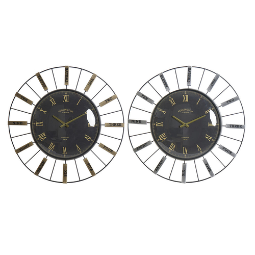 Wall Clock DKD Home Decor Crystal Silver Black Golden Iron 70 x 7 x 70