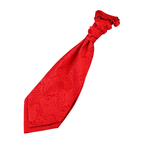 Paisley Pre-Tied Ruche Cravat - Red