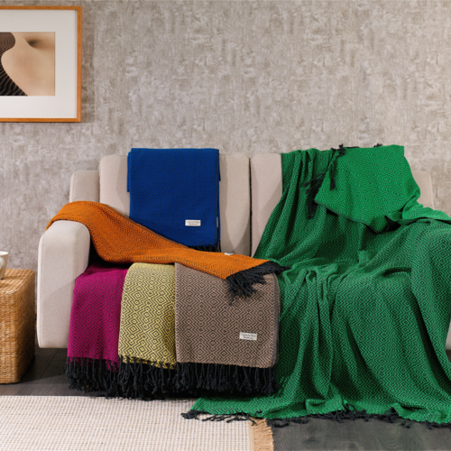 Rumeli Cotton Throw Blanket, Hand-Loomed