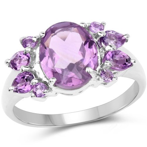 2.87 Carat Genuine Amethyst .925 Sterling Silver Ring