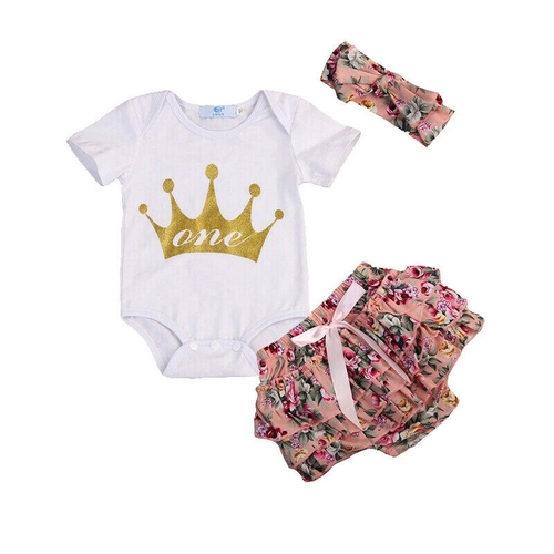 Cute Infant Baby Girl First Birthday Romper