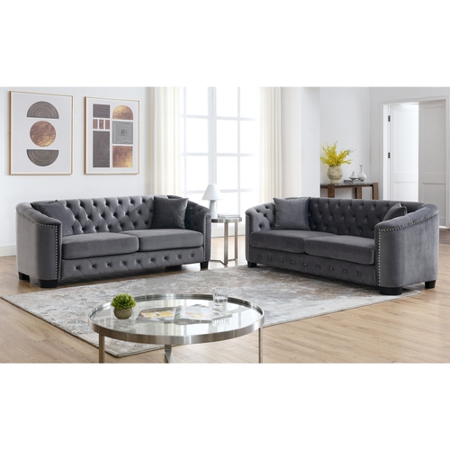 3-seater + 3-seater Combination sofa.Velvet Grey