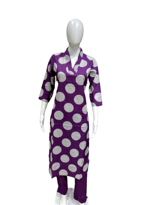 Women Polka Dot Quirky Print Cotton Kurta Palazzo Set Size L Color