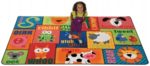Carpets For Kids 2901 Animal Sounds Toddler 4 ft. x 6 ft. Rectangle Ru