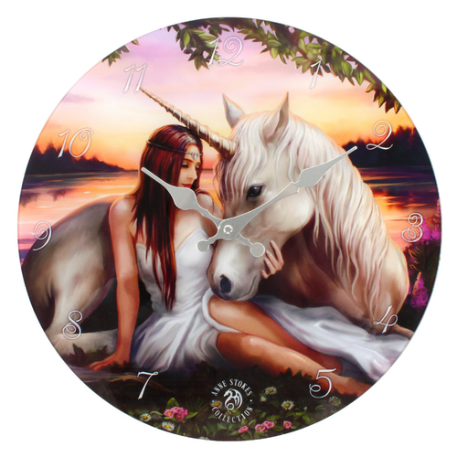 Pure Heart Glass Wall Clock by Anne Stokes