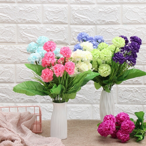 1Pcs 9 Head Artificial Hydrangea Fake Flowers Silk