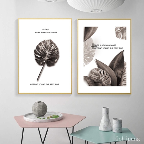 Brief Black and White Tropical Monstera Leaf