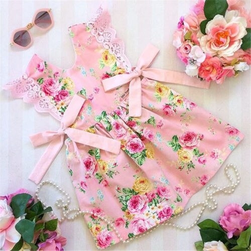 Kids Baby Girls Lace Flower Party Pageant Bow Tutu