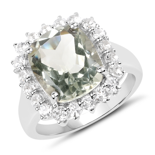 5.80 Carat Genuine Green Amethyst and White Topaz .925 Sterling Silver