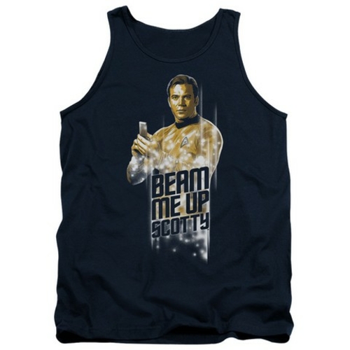 Trevco Star Trek-Beam Me Up - Adult Tank Top - Navy- Extra Large