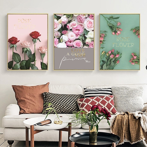 Pink Romantic Rose Flower Landscape Wall