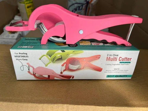 Pink Plastic Vegetable Cutter With Peeler, For Kitchen